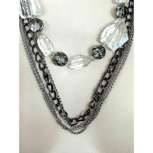 MULTI-STRAND STATEMENT NECKLACE Jewelry Beaded Crystals Wedding Evening Holiday - Picture 2 of 3